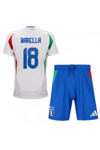 Italië Nicolo Barella #18 Babytruitje Uit tenue Kind EK 2024 Korte Mouw (+ Korte broeken)